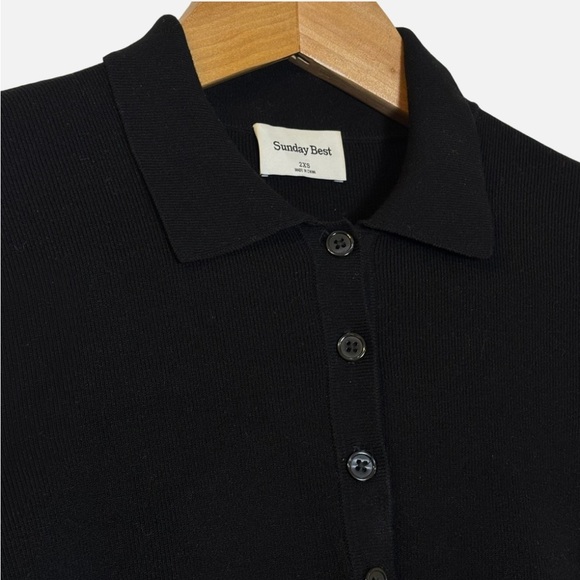 Sunday Best Aritzia Barrymore Polo Dress 2XS Black Long Sleeve Polo - Picture 4 of 7